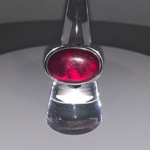 Sterling Silver & Red Gemstone Ring